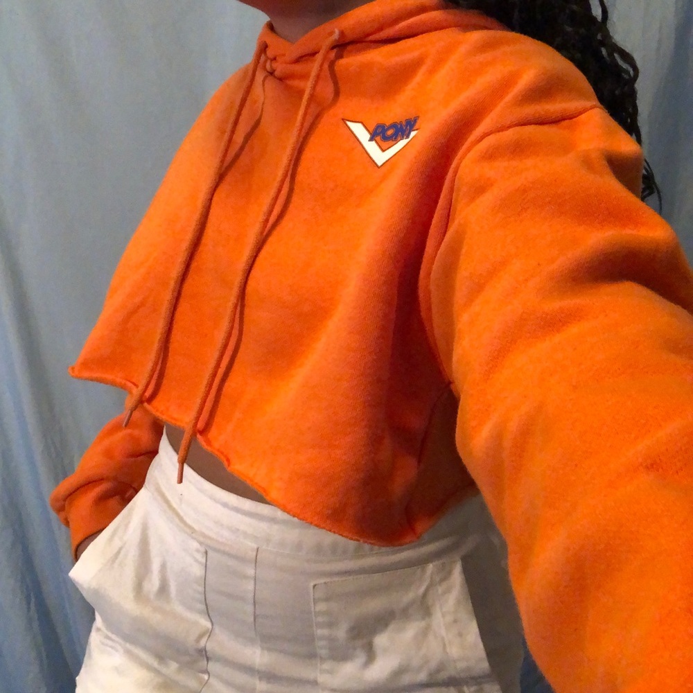 Orange Cropped Hoodie